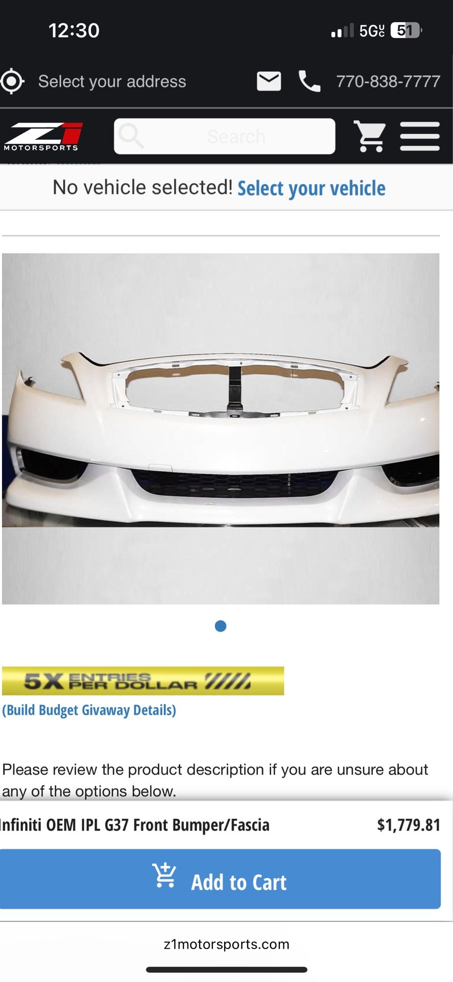 Infiniti G37 Ipl Front Bumper