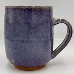 Handmade Signed Pottery Mug Blue Purple 