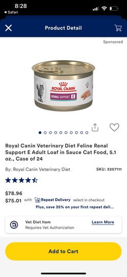 Royal Canin Veterinary Diet Adult Renal Support E Loaf in Sauce Wet Cat Food, 5.1-oz, case of 22