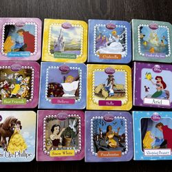 12 Disney Princess Board Books Mulan Cinderella Snow White Belle Sleeping Beauty