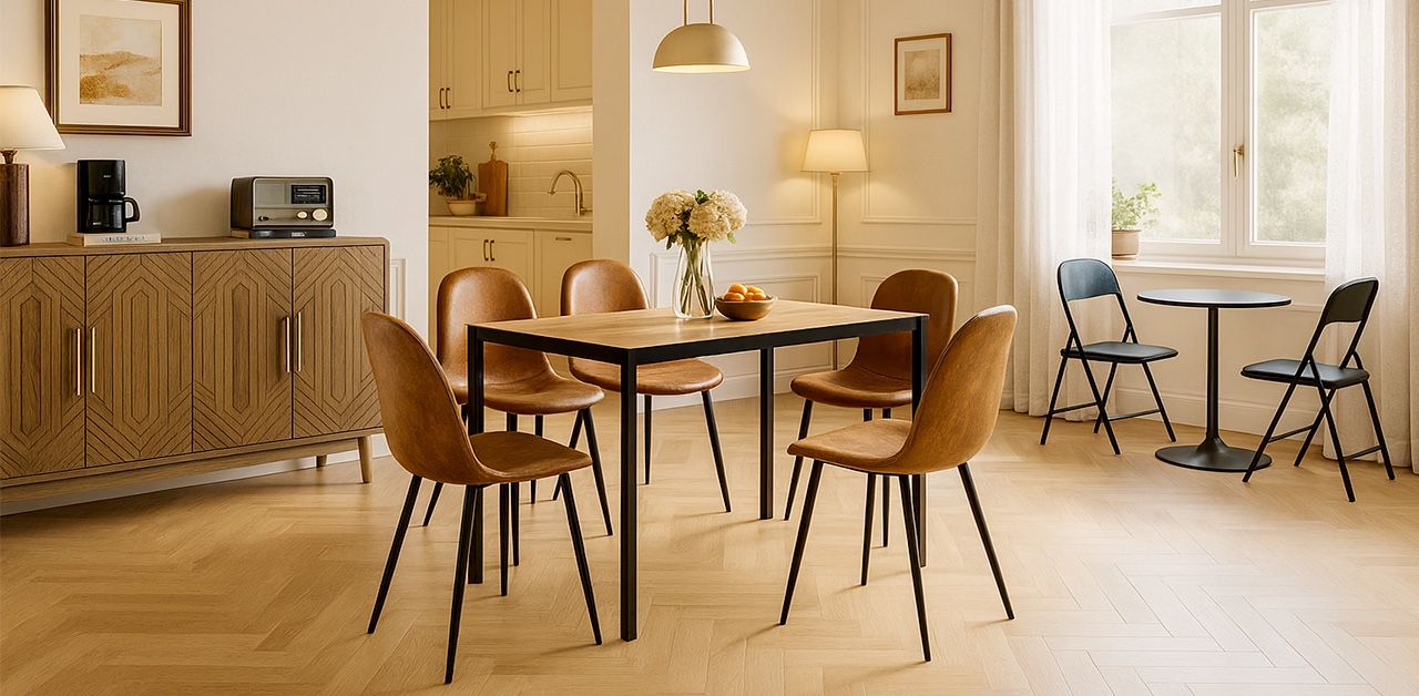 CHARLTON Industrial Vintage Style Chairs – Set of 4 Chairs