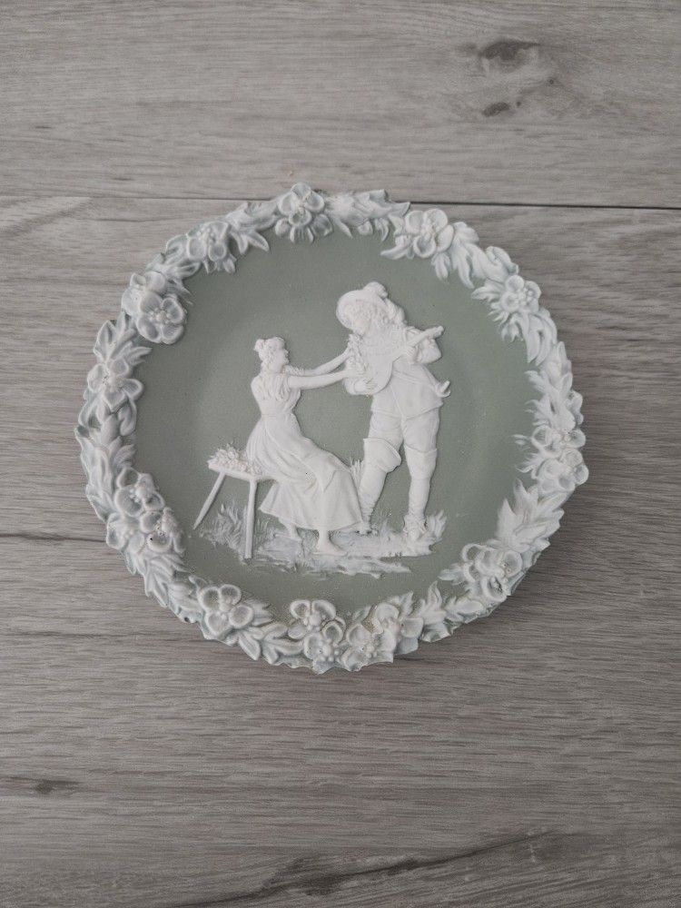 Antique Shafer & Vater Germany Bisque 2723 Victorian Deco Plaque 5.5"D