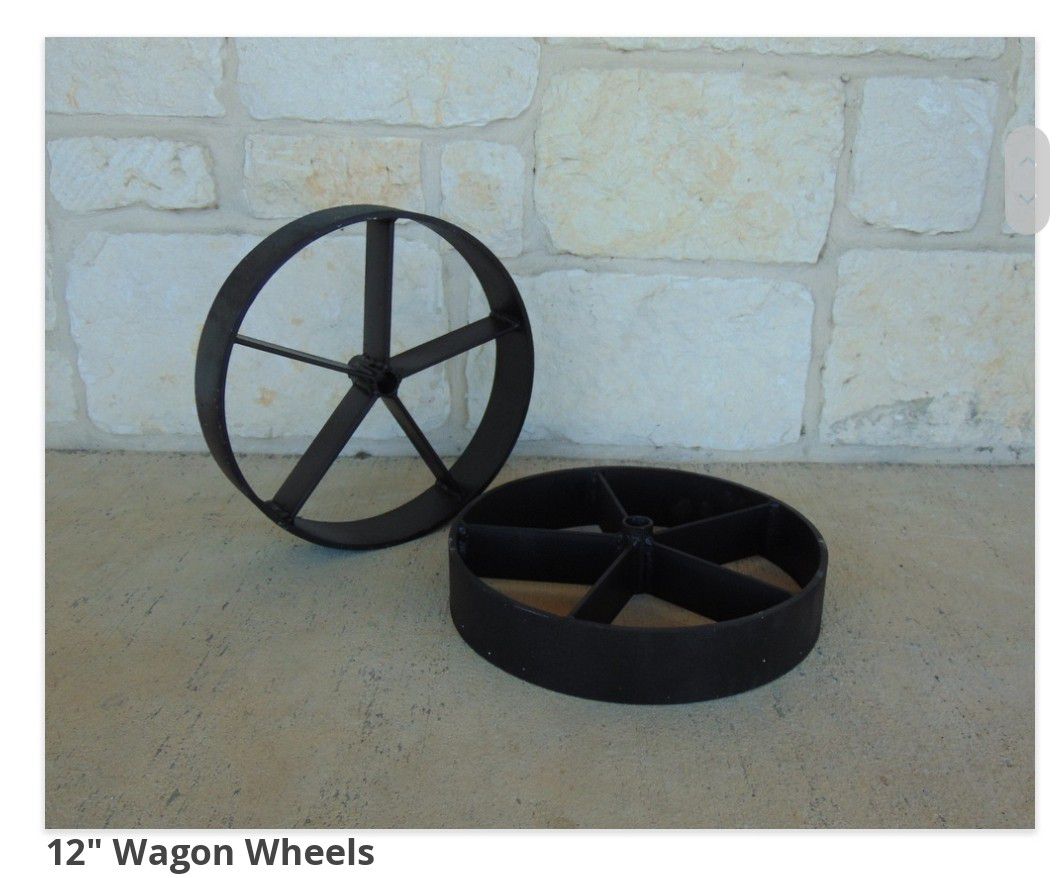 12" Steel BBQ pit / Grill Wagon Wheels , each sold separately