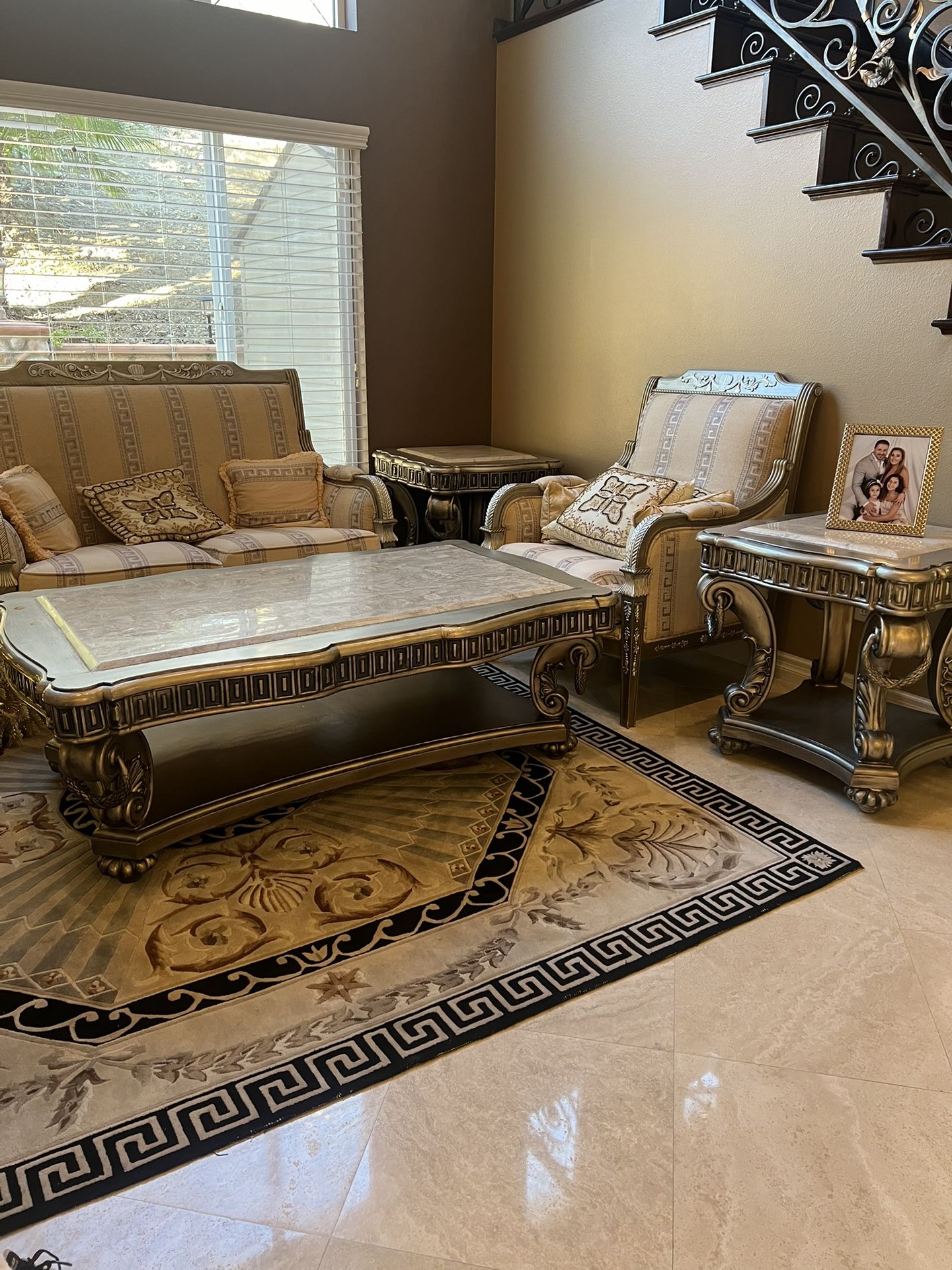 Luxury Coffee Table & 2 End Tables - Italian Marble