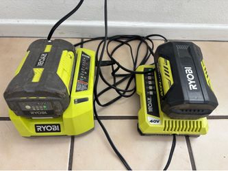 Lot of 2 RYOBI rechargeable batteries and 2 chargers