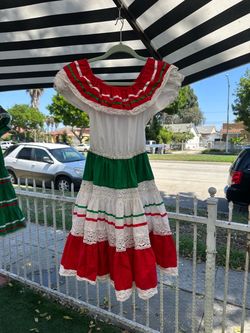 Mexican Folkloric Dress Red White Green