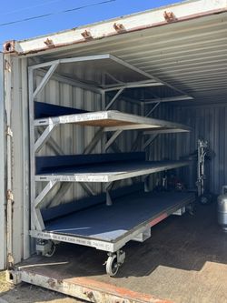 Heavy Duty Custom Aluminum Rolling Storage Rack – 127" Wide – Forklift Pockets