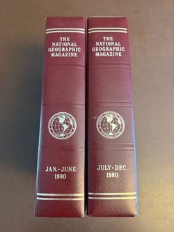 National Geographic Magazine 1980 Bound Volumes Set