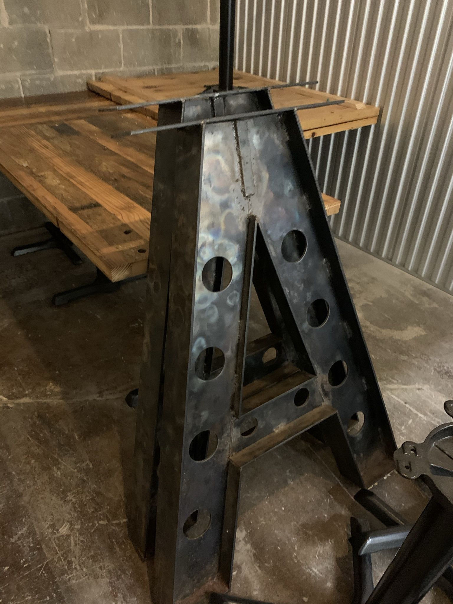 Custom built high Top table with iron chairs