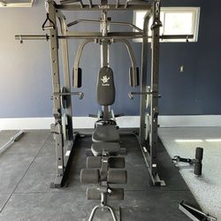 Vesta Fitness Smith Machine 1001 w/Bench Attachment | 245lb Cast Iron Olympic Weights | 7ft Olympic Bar | Fitness | Gym Equipment | FREE DELIVERY 🚚 