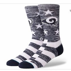 Stance Men's Rams Banner Crew Sock Blue Size L