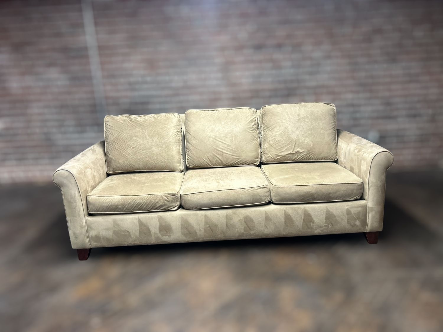Delivery Available Crate and Barrel brown sofa couch