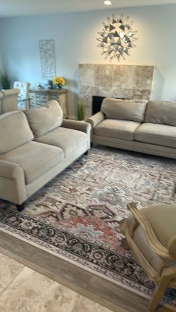 Upholstered Sofa, Modern 2 Seater Couch with Recessed Arm/ removable and washable covers