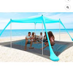 New in box Beach Tent Canopy 10'x10' Beach Tents Sun Shelter 6-8 Person Beach Canopy Tent Sun Shade Easy Setup Pop Up Beach Shade Canopy Portable Beac