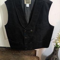 Frontier Classics Mens Black Double Breasted Vest Shawl Collar Western Size Xl