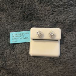 Moissanite Studs Sterling Silver 