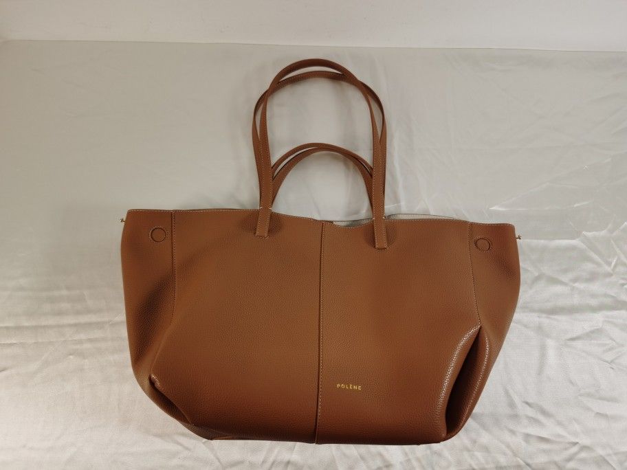 Polene Cyme Camel Textured Leather Tote Bag