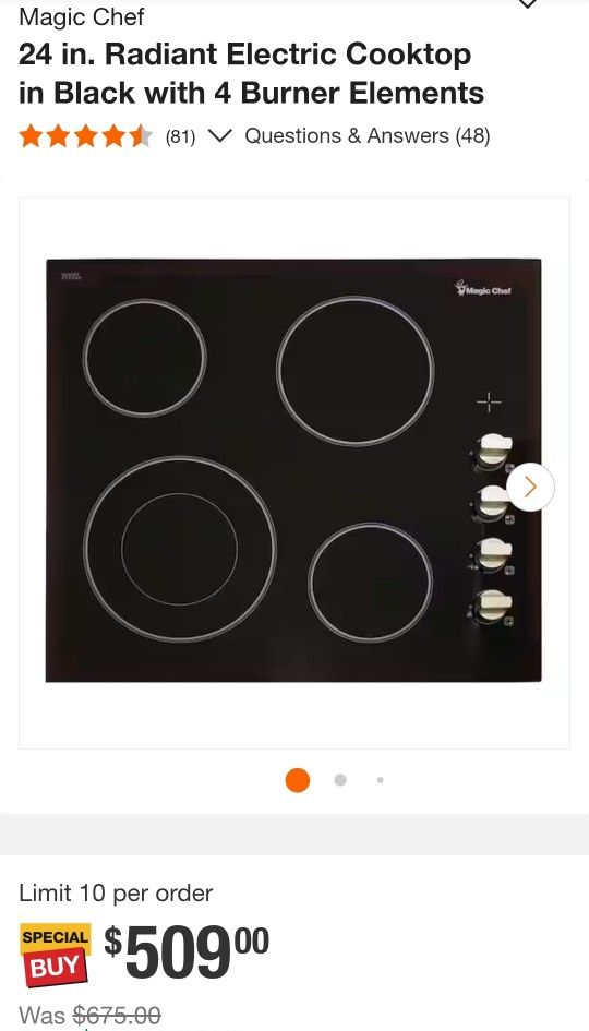 24 Inch Radiant Electric Cooktop