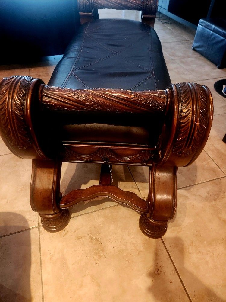 Beautiful Leather & Wood Bench (Ashley Furniture) OBO