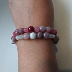 Moonstone & Jade Bracelet Set Handmade