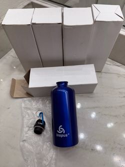 5 New Blue Aluminum Water Bottles - Great for Team Outing Goodies. Priced for Fast Sale!