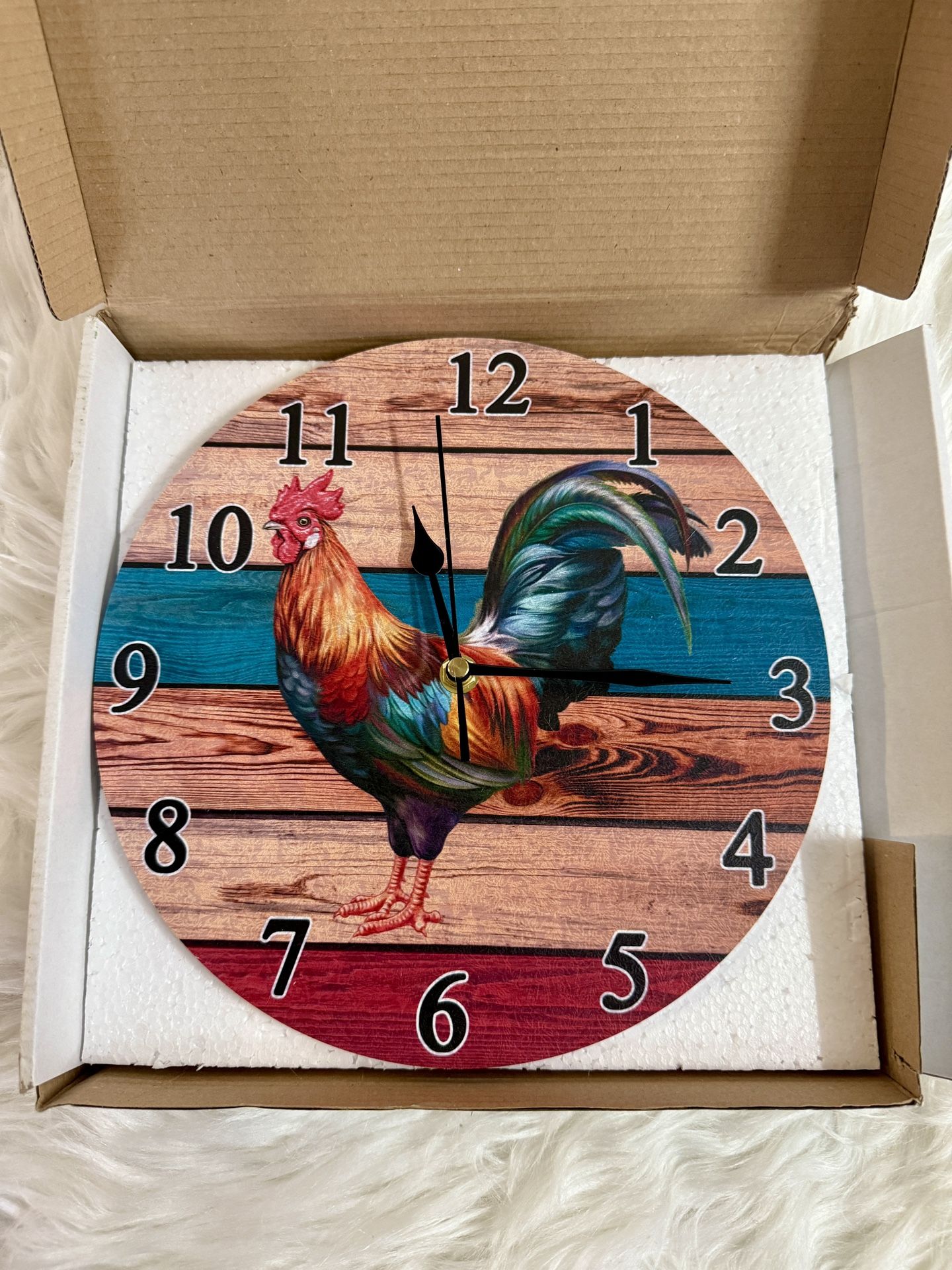 Rustic Country Decor 10” Rooster Wall Clock