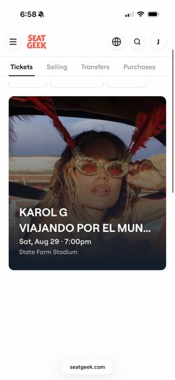 Karol G concert Section 415, Row 3, Seats 11-14