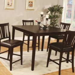 Table and 4 Chairs Espresso Counter Height