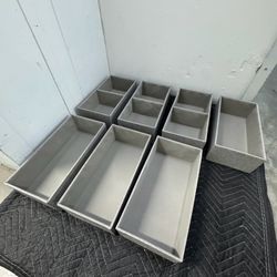 Container Store Cambridge Grey Linen Storage Bins