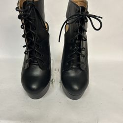 CHARLOTTE RUSSE Women's Cutout Size 8 High Heel Black Lace-Up Ankle Bootie