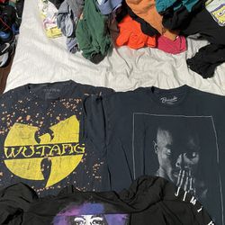 Music T Shirt Lot 2Pac, Wu tang Clan, And Jimi Hendrix All Size XL