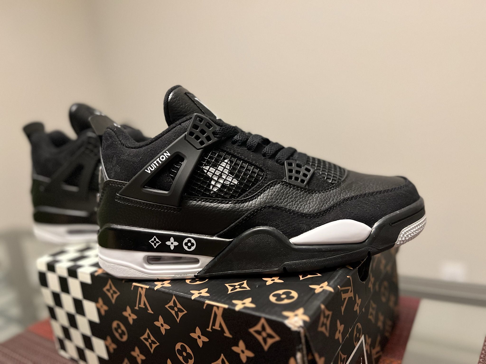 LOUIS VUITTON LV AIR JORDAN 4 RETRO NAVY BLUE WHITE BLACK NEW SNEAKERS  SHOES SIZE 8.5 42 A4 for Sale in Miami, FL - OfferUp