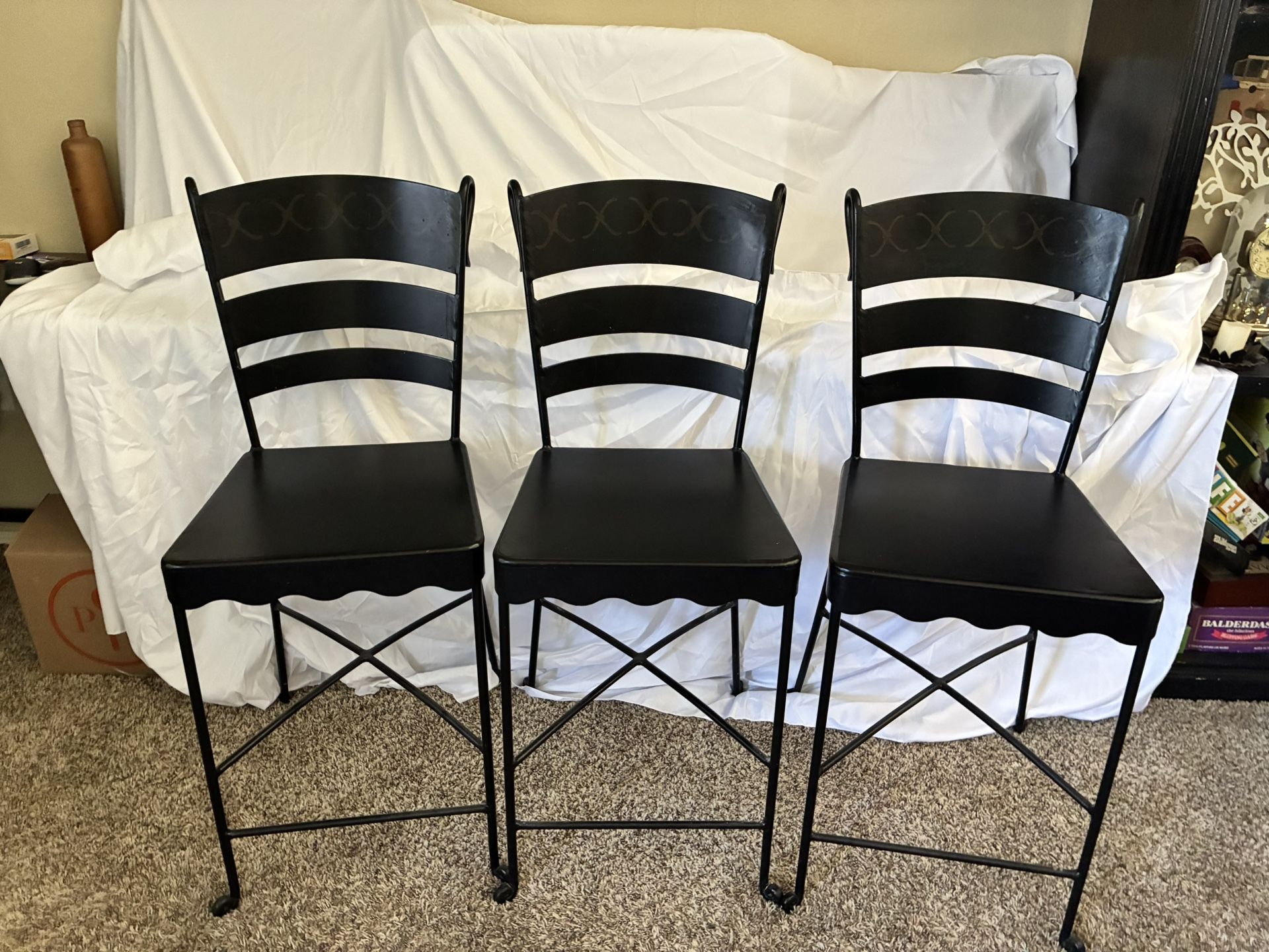 Set Of 3 Bar/Pub Table Chairs Heavy Metal