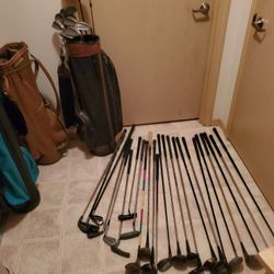 34 GOLF CLUBS 3 GOLF BAGS 