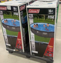 Power Steel 16 ft. x 42 in. Round Metal Frame Above Ground Pool Set