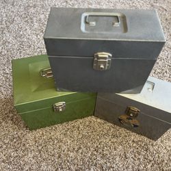 3 Vintage Metal File Boxes
