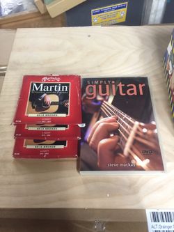 3 sets of acoustic guitar strings and DVD