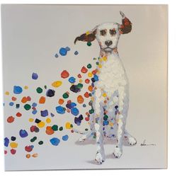 Dalmatian Color Spotted Dog Wall Art Modern Printing On Canvas Painting with Hand Embellished Home Decor