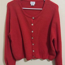 red cardigan