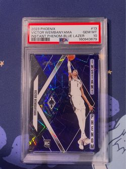 2023 Panini Phoenix Instant Phenom Victor Wembanyama Blue Lazer/275 (RC) PSA 10