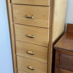 Tall Natural Wood Finish 6 Dresser Bureau