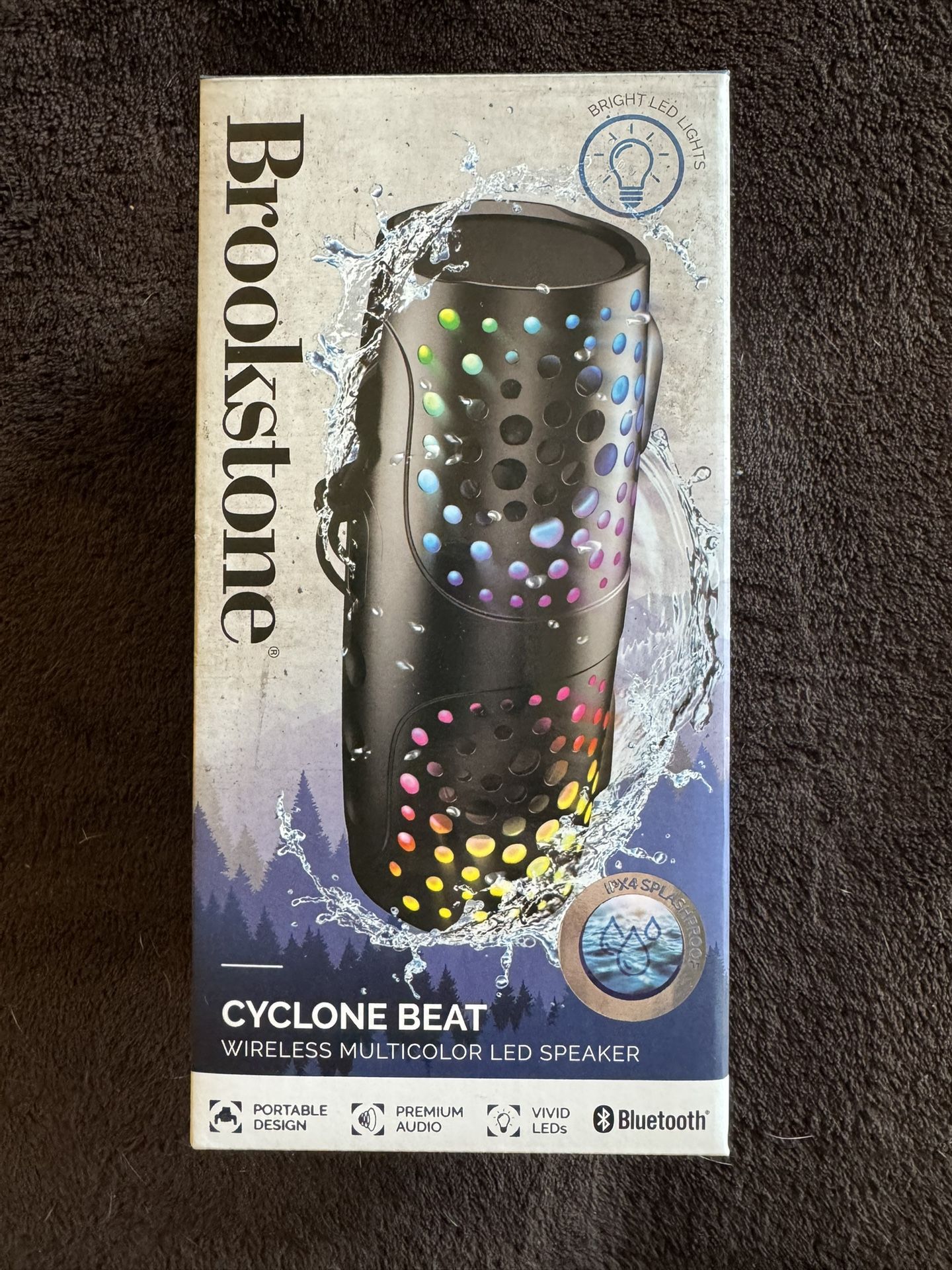 Brookstone Cyclone Beat Wireless Multicolor LED Speaker - New!