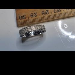 Eternity Band / Infinity Band Size 7 Sterling Silver 925 Diamond Ring, Prong Setting, Vintage