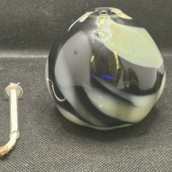 vtg handblown art glass iridescent oil lamp 