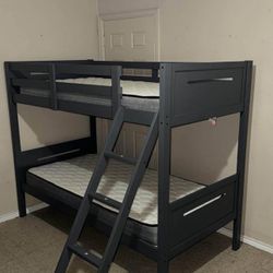 New Solid Wood Twin Over Twin Bunk Bed And FREE mattresses 