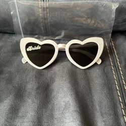 New Bride White Heart Sunglasses Bachelorette Party Wedding