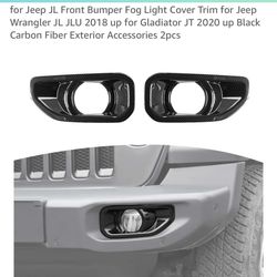 for Jeep JL Front Bumper Fog Light Cover Trim for Jeep Wrangler JL JLU 2018 up for Gladiator JT 2020 up Black Carbon Fiber Exterior Accessories 2pcs