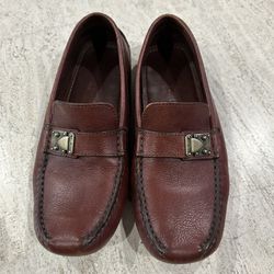 LOUIS VUITTON SUHALI LOMBOK DRIVING LOAFERS COGNAC BROWN LEATHER MENS 6.5 FIT 10