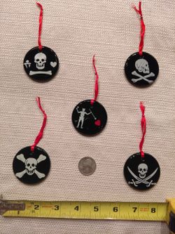 Pirate (set of 5) glass Christmas Tree Ornaments.