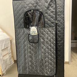 Portable Full-Body Steam Sauna Tent – Complete Kit, Quilted Gray/Black 